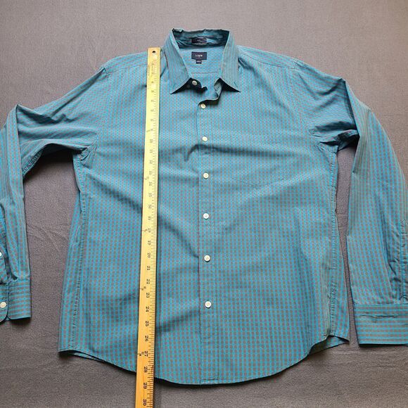 J CREW Oxford Mens Shirt Large Check Button-Up Blue & Grey Long Sleeve - Picture 5 of 9